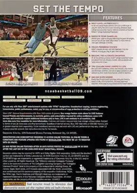 NCAA Basketball 09 (USA) box cover back